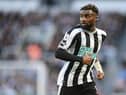 Allan Saint-Maximin of Newcastle in action during the Premier League match between Newcastle United and Manchester United at St. James Park on April 02, 2023 in Newcastle upon Tyne, England. (Photo by Michael Regan/Getty Images)