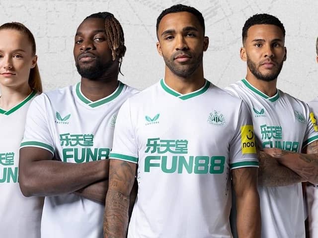 Newcastle United's green and white third kit.