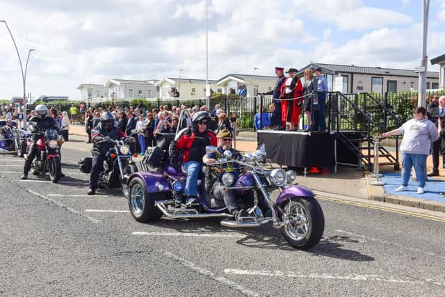 The cavalcade of motorbikes on Armed Forces Day at South Shields.