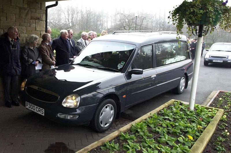 The funeral cortege arrived at Rose Hill Crematorium in February 2001 for the funeral of Ken Avis who was dubbed Doncaster Rovers' number one fan.