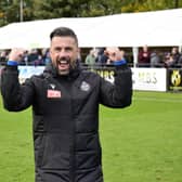 South Shields manager Kevin Phillips celebrates after his side knocked-out Scunthorpe Town in the FA Cup