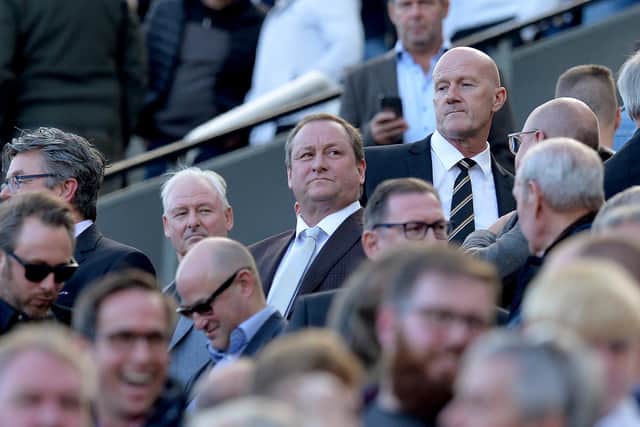 Mike Ashley, owner of Newcastle United, looks on during the Premier League match between Newcastle United and Leicester City at St. James Park on September 29, 2018 in Newcastle upon Tyne, United Kingdom.