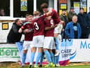 The South Shields players celebrate.