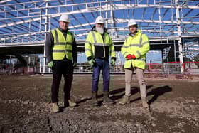 Fraser Adamson, of Castle; Adrian Bartle, of UK Land Estates and Craig Muldoon, of Castle, at the Cramlington site.