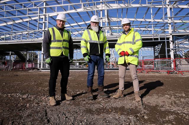 Fraser Adamson, of Castle; Adrian Bartle, of UK Land Estates and Craig Muldoon, of Castle, at the Cramlington site.
