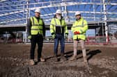 Fraser Adamson, of Castle; Adrian Bartle, of UK Land Estates and Craig Muldoon, of Castle, at the Cramlington site.