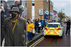 Passersby pictured watching Brenda Blethyn and TV crew filming ITV drama Vera. Pictures by North News