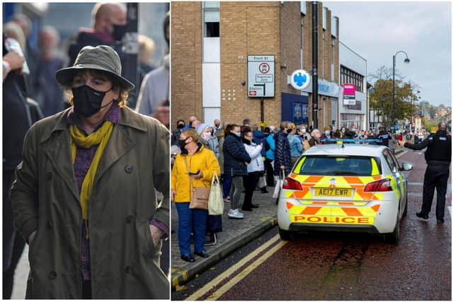 Passersby pictured watching Brenda Blethyn and TV crew filming ITV drama Vera. Pictures by North News