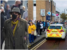 Passersby pictured watching Brenda Blethyn and TV crew filming ITV drama Vera. Pictures by North News