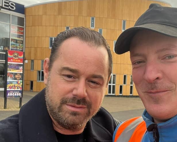 Northumbrian Water employee meeting British actor, Danny Dyer.