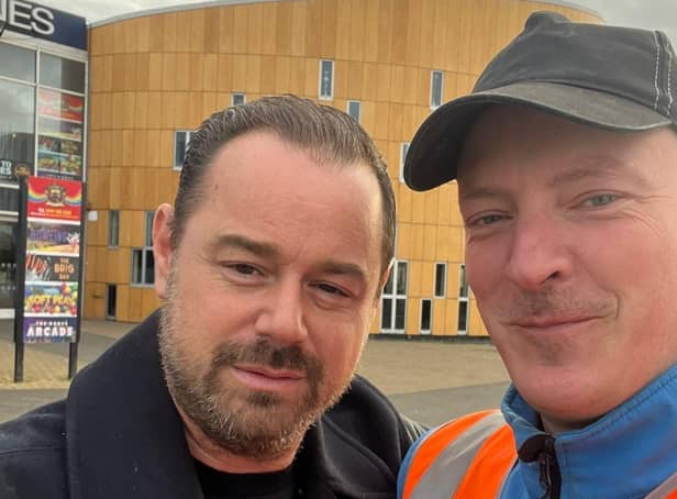 Northumbrian Water employee meeting British actor, Danny Dyer.