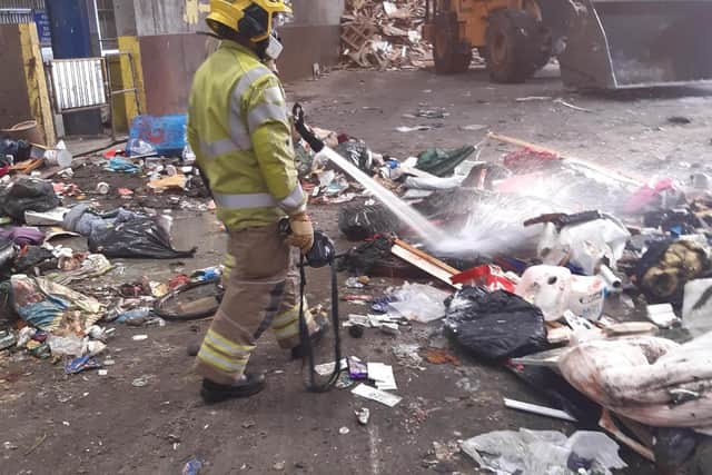Firefighters dealing with the incident at the recycling centre