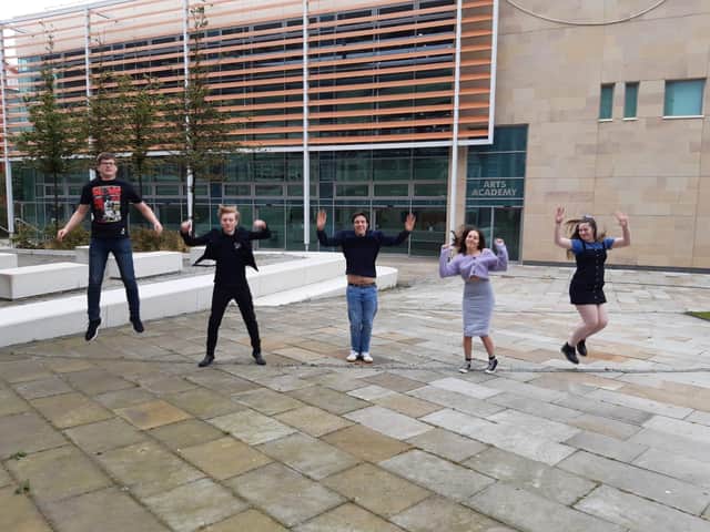 Students at Sunderland College's Bede Campus celebrate their A level results.