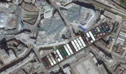 The Bullring in Birmingham is made up of 140 shops and restaurants, and yet the Evergreen-owned vessel runs the shopping malls entire length