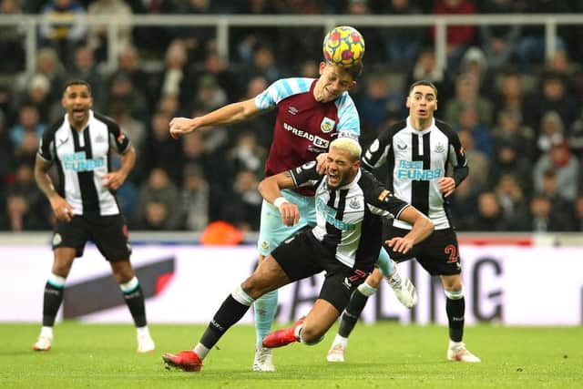 Burnley defender James Tarkowski in action against Newcastle United (Photo by Ian MacNicol/Getty Images)