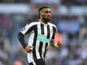 Newcastle United winger Allan Saint-Maximin in action against Manchester United.