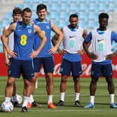 England captain Harry Kane, left, and Callum Wilson, train in Qatar last week ahead of England's World Cup opener against Iran.