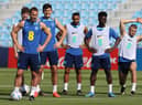 England captain Harry Kane, left, and Callum Wilson, train in Qatar last week ahead of England's World Cup opener against Iran.