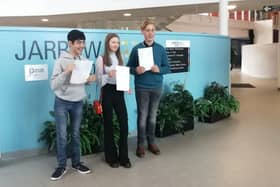 Pupils at Jarrow School getting their GCSE results