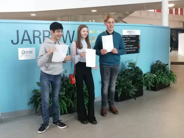 Pupils at Jarrow School getting their GCSE results