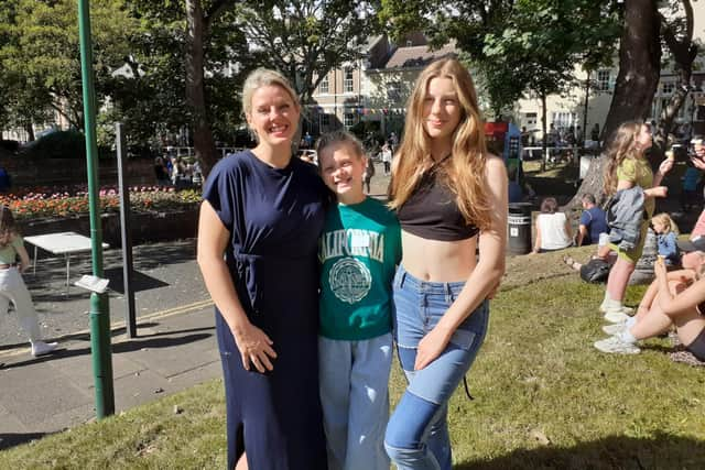 Residents' Association Chairwoman, Deborah Challis, with children Nancy Bloxham, 15, and Egie Bloxham, 11.