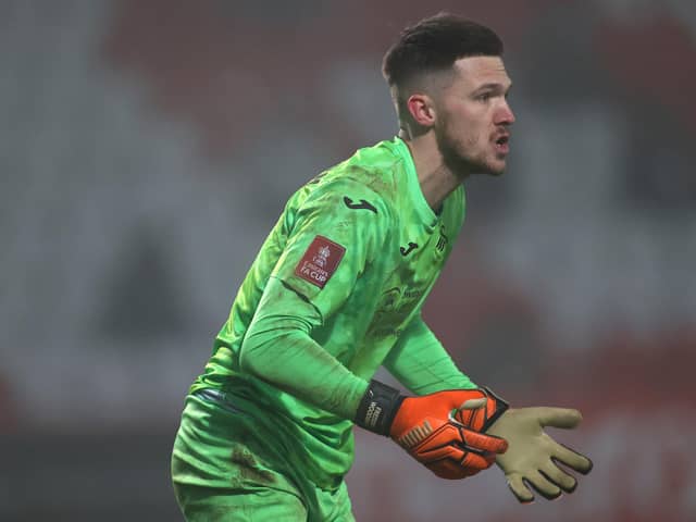 Freddie Woodman during his loan stint with Championship side Swansea City.