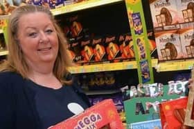 Viv Watts, chief executive of Hope 4 Kidz with Easter eggs.