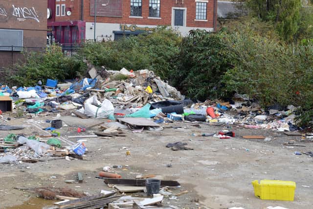 Flytipping on the empty land at Crossgate.