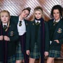 (L-R) Clare Devlin (Nicola Coughlan), Orla Mccool (Louis Clare Harland) Erin Quinn (Saoirse Monica Jackson), Michelle Mallon (Jamie-Lee O'Donnell), James Maguire (Dylan Llewellyn)