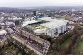 An aerial picture of St James' Park, home of Newcastle United.