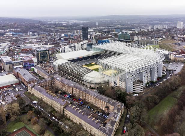 An aerial picture of St James' Park, home of Newcastle United.