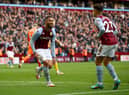 BIRMINGHAM, ENGLAND - MARCH 05: Douglas Luiz celebrates with Philippe Coutinho of Aston Villa after scoring their team's second goal during the Premier League match between Aston Villa and Southampton at Villa Park on March 05, 2022 in Birmingham, England. (Photo by Marc Atkins/Getty Images)