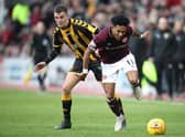 Demetri Mitchell in action for Hearts.