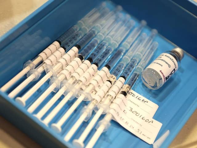 Syringes containing the AstraZeneca Covid-19 vaccines. (Photo by Paul Kane/Getty Images)