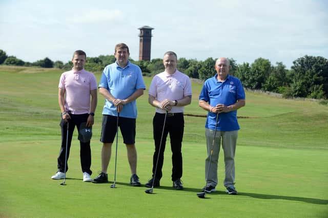 The Chloe and Liam Together Forever Trust charity golf day at South Shields Golf Club. From left brother Scott Rutherford, family friend Mark Skinner, father Mark Rutherford and grandfather Rob Rowe.