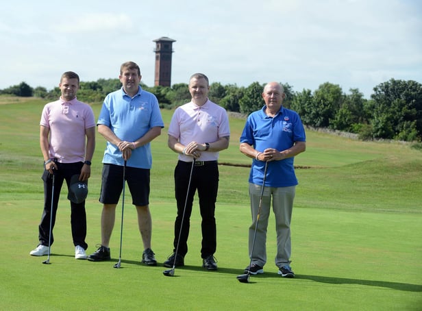 The Chloe and Liam Together Forever Trust charity golf day at South Shields Golf Club. From left brother Scott Rutherford, family friend Mark Skinner, father Mark Rutherford and grandfather Rob Rowe.