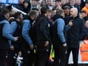 Manchester United manager Erik ten Hag has words with Newcastle United head coach Eddie Howe and his backroom team.