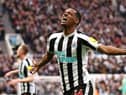 Alexander Isak celebrates his goal against Wolverhampton Wanderers.