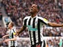 Alexander Isak celebrates his goal against Wolverhampton Wanderers.