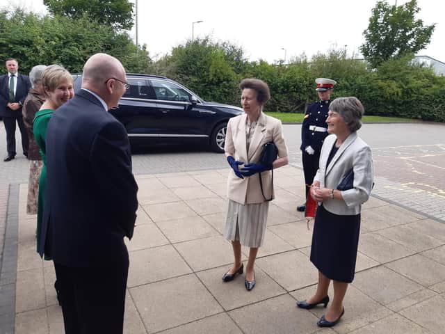 The Royal visitor arrives at Hebburn.
