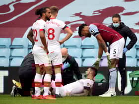 Southampton's Danny Ings picks up an injury during the Premier League match at Villa Park.