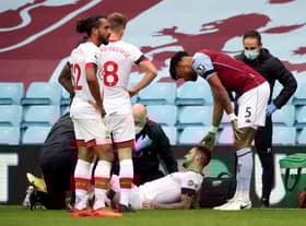 Southampton's Danny Ings picks up an injury during the Premier League match at Villa Park.