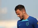 DOHA, QATAR - NOVEMBER 26: James Maddison of England in action during the England Training Session at Al Wakrah Stadium on November 26, 2022 in Doha, Qatar. (Photo by Alex Pantling/Getty Images)