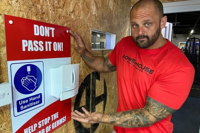 Hand sanitiser stations have been installed throughout the gym.