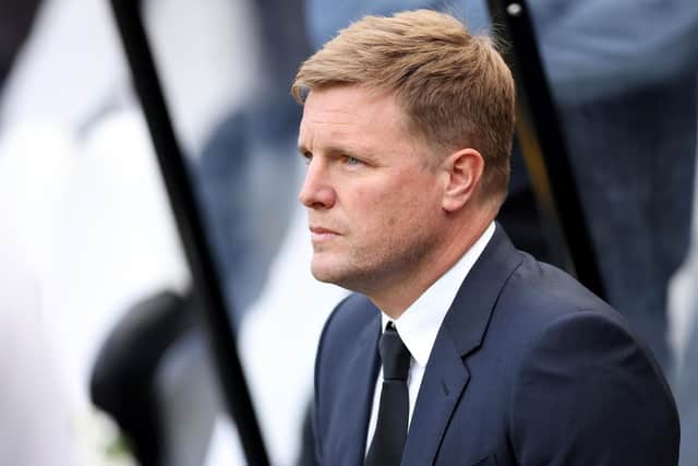 NEWCASTLE UPON TYNE, ENGLAND - SEPTEMBER 17: Eddie Howe, Manager of Newcastle United, looks on prior to the Premier League match between Newcastle United and AFC Bournemouth at St. James Park on September 17, 2022 in Newcastle upon Tyne, England. (Photo by George Wood/Getty Images)