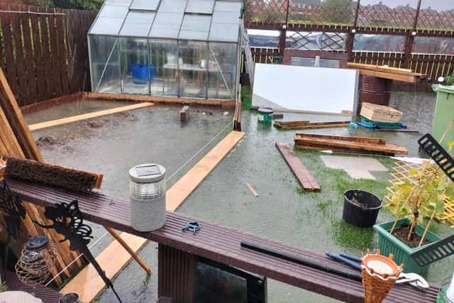 Severe flooding in Tracy's garden