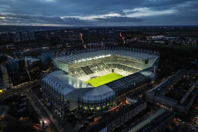 An aerial view of St James Park after the Premier League match between Newcastle United and Fulham FC at St. James Park on January 15, 2023 in Newcastle upon Tyne, England. (Photo by Michael Regan/Getty Images)