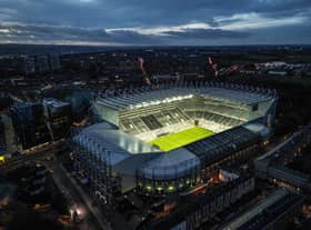 An aerial view of St James Park after the Premier League match between Newcastle United and Fulham FC at St. James Park on January 15, 2023 in Newcastle upon Tyne, England. (Photo by Michael Regan/Getty Images)