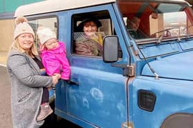 Sarah Pringle and daughter Sophie posing alongside actors Brenda Blethyn and Kenny Doughty.
