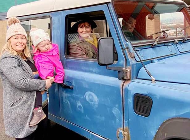 Sarah Pringle and daughter Sophie posing alongside actors Brenda Blethyn and Kenny Doughty.